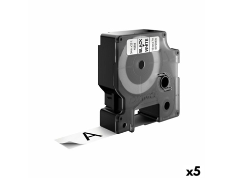 Cinta Laminada Para Etiquetadoras DYMO D1 (Negra Y Blanca - 5 Unidades - 19Mm)