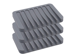 Set De 3 Portajabones De Silicona Con Diseño De Drenaje Automático Gris Para Baño Y Ducha