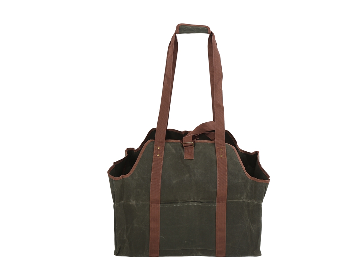 Bolsa para leña de lona extra fuerte, resistente al desgarro, portador de leña portátil
