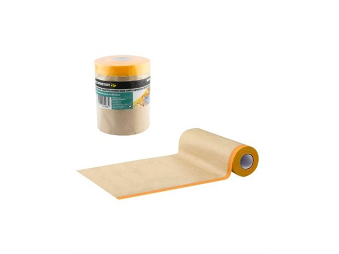 Papel Kraft marrón con cinta adhesiva 15 cm x 20 m. Papel Kraft de alta resistencia y fácil aplicación. Gibalto