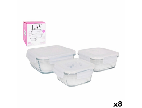 Set de 3 Fiambreras LAV Cristal (8 Unidades) (3 pcs)