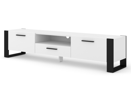 Mueble TV ‎BIM FURNITURE Nuka (200x43x48 cm - Placa Laminada - Blanco)