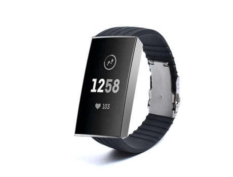 Correa Silicona Stripe Adaptable Fitbit by Google Charge 3 Negro