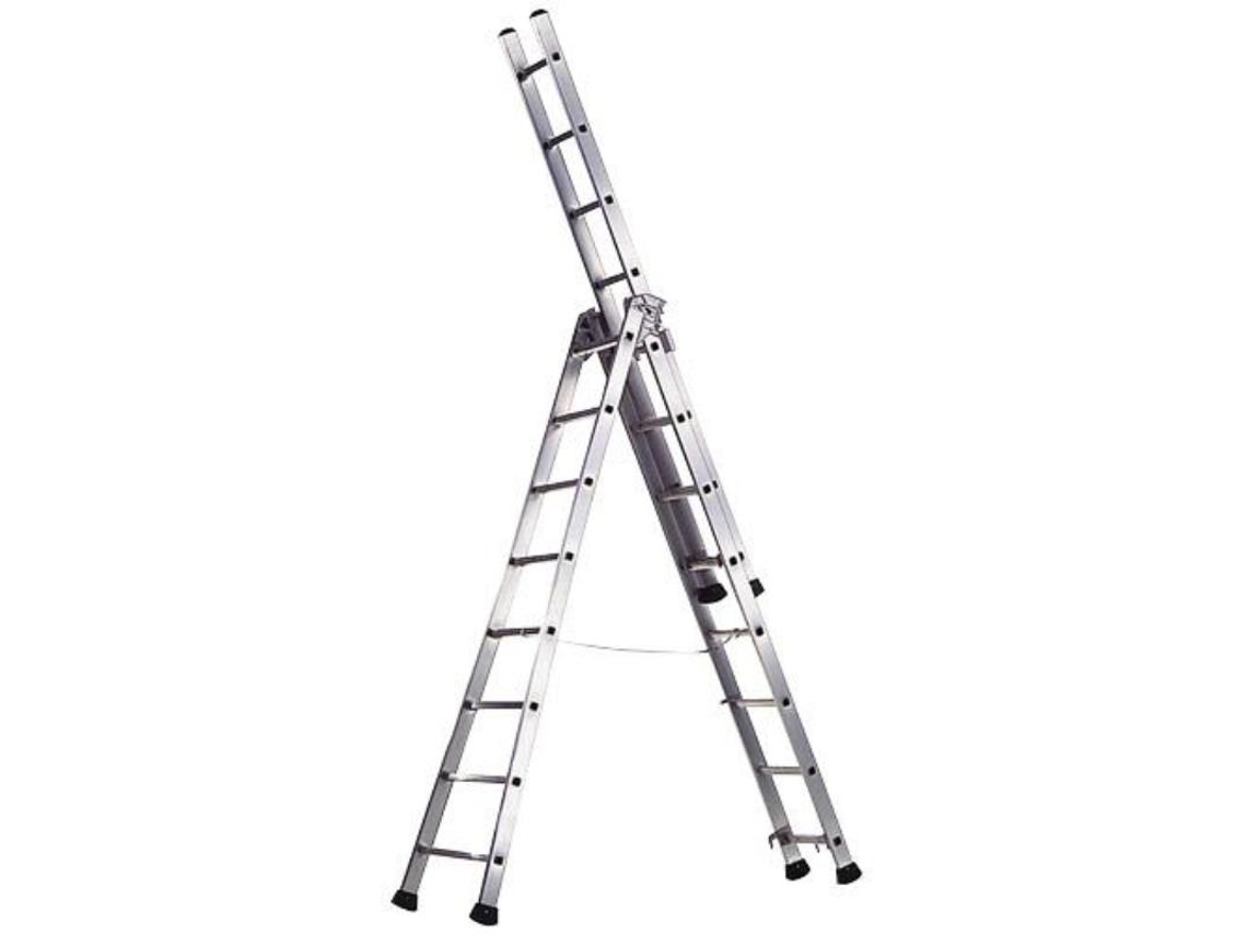 Escalera aluminio industrial pronor 3 tramos. 9+9+9 peldaños
