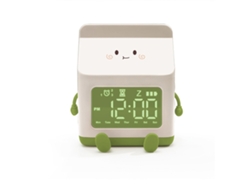 Reloj digital naranja con alarma y temperatura