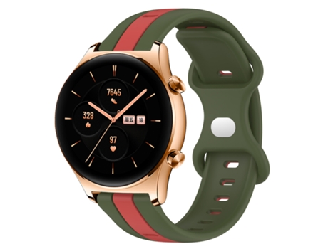 Correa Smartwatch para Honor Watch GS 3 20mm Silicona con Hebilla de Mariposa Bicolor (Rojo + Verde Militar)