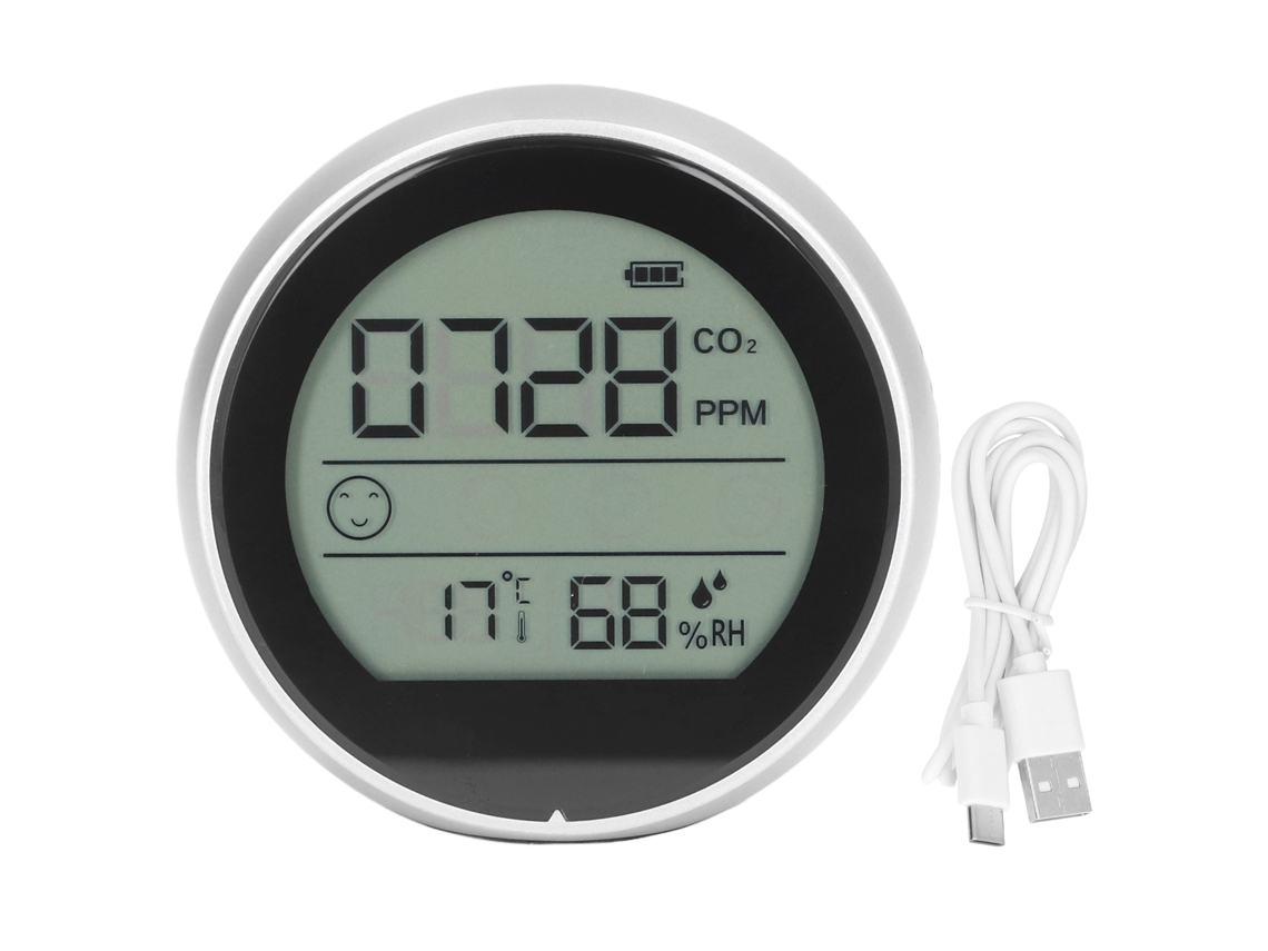 Detector De Dióxido De Carbono P8 Con Control De Temperatura Y Humedad Para Uso En Laboratorio - Plateado