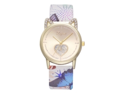 Reloj De Pulsera Lvpai Para Mujer Con Correa De Piel Sintética, Estampado Floral Y Piedras Preciosas.