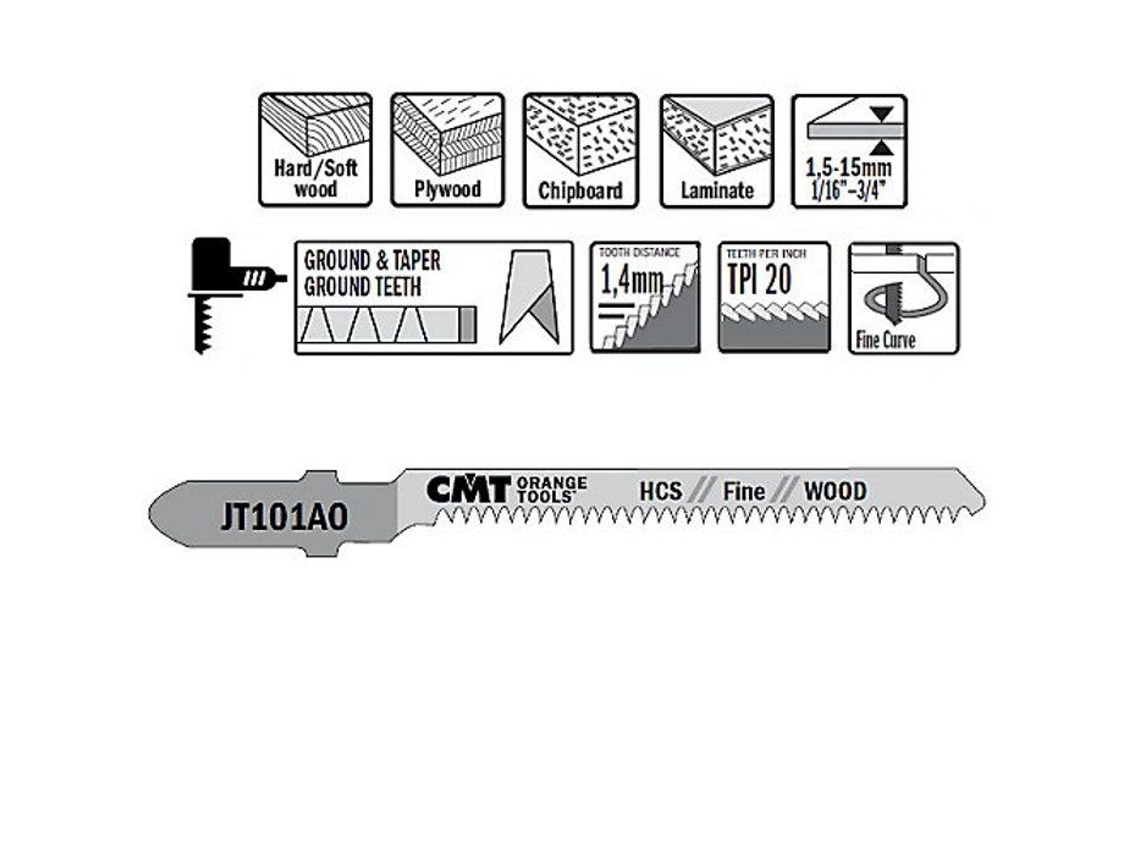 Sierra vertical - CMT - 5 hojas para madera curva y fina 76x1,4x20TPI