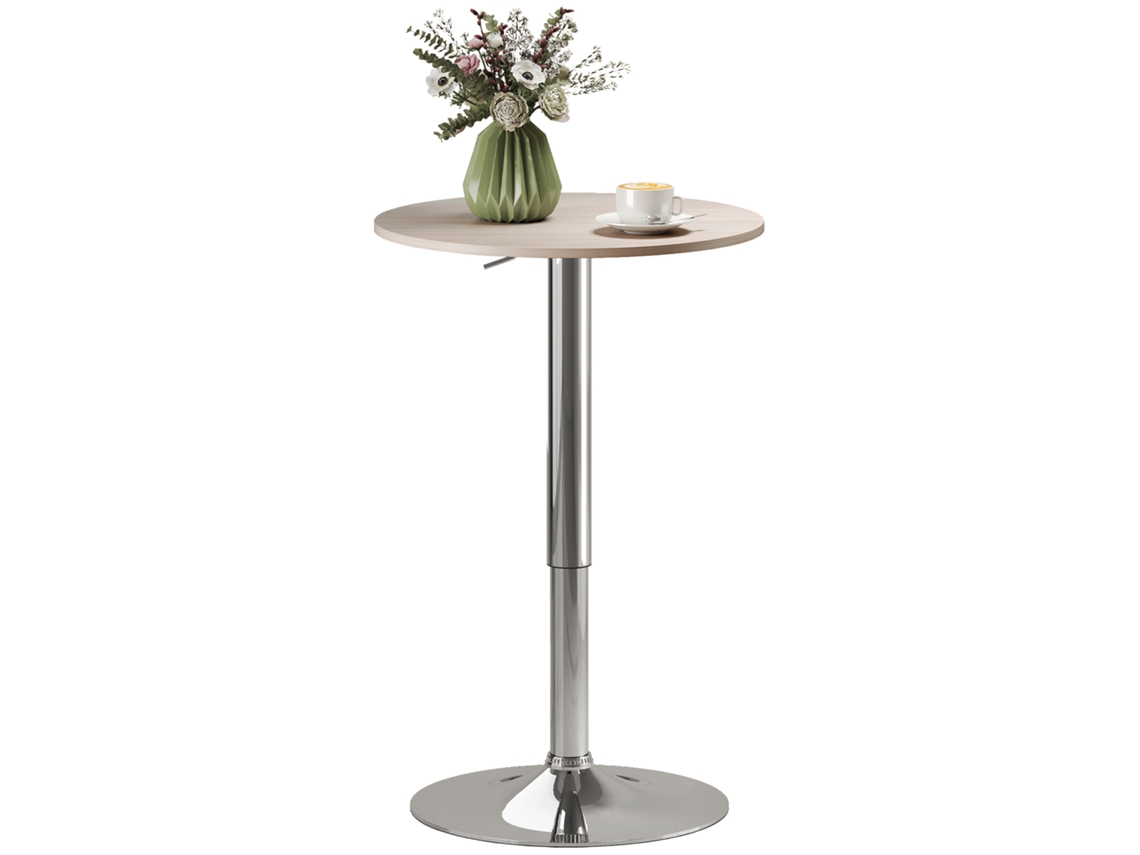 Mesa De Bar Giratoria Ajustable De 360° - Natural