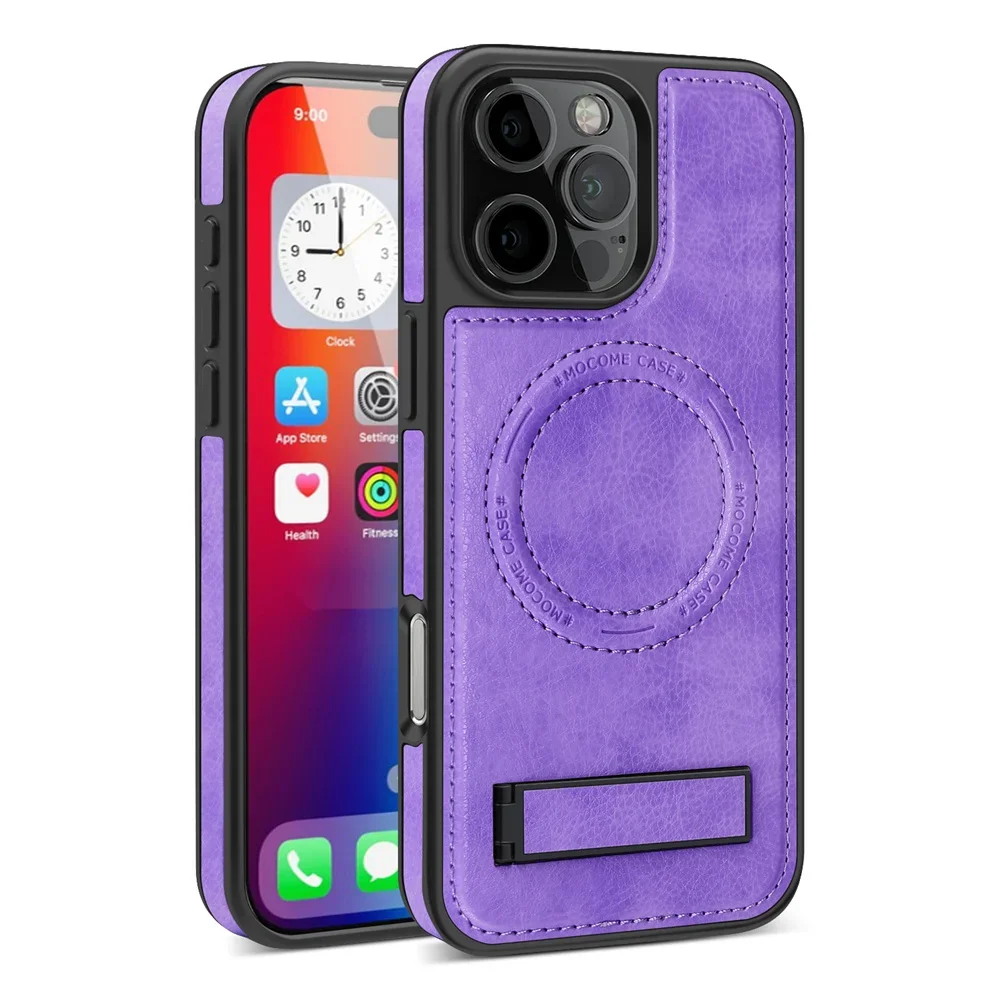 (iphone 14 Pro, Morado Claro) Funda Magsafe Para Iphone, Con Soporte Y Fuerte Fijación Magnética.