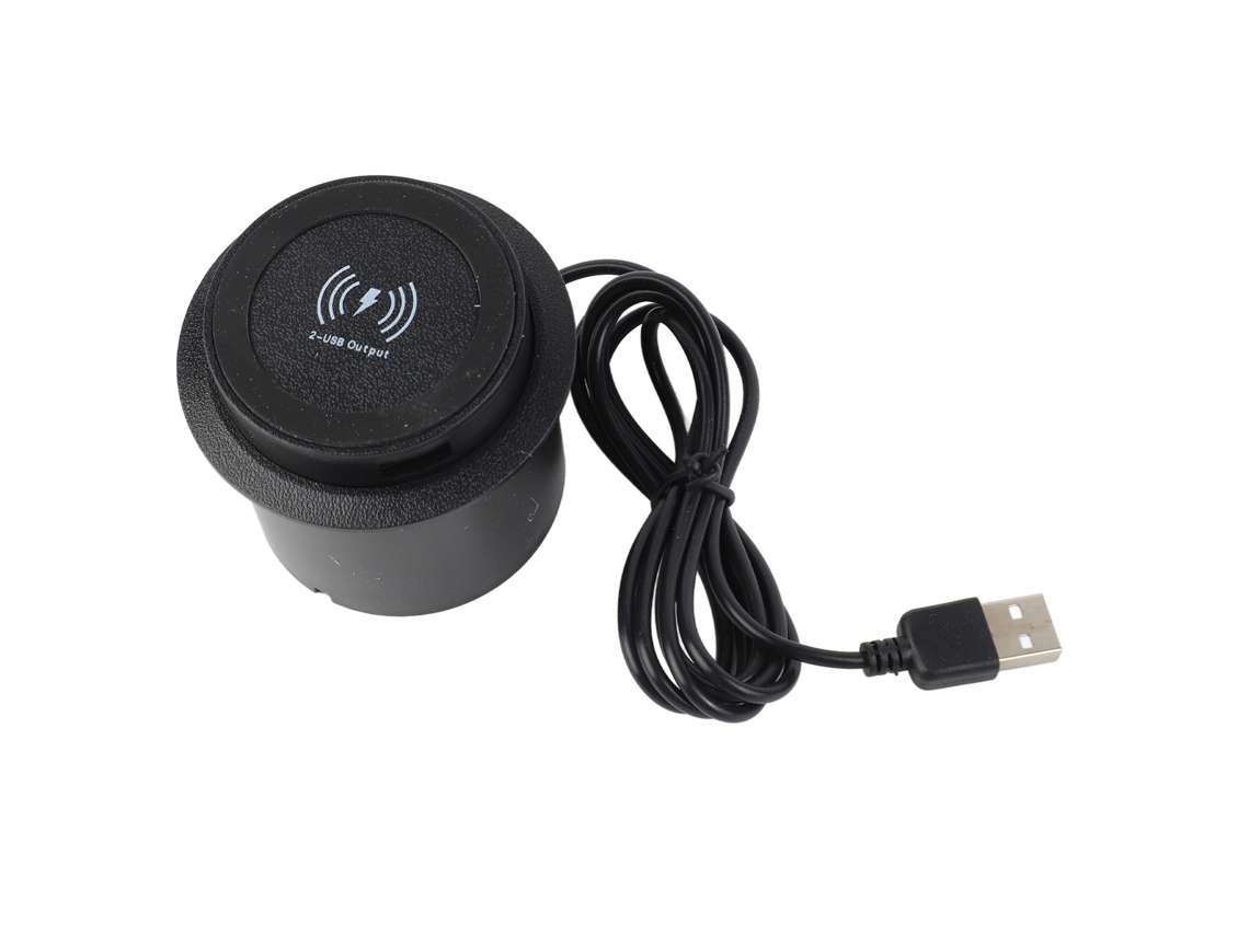 Carregador Sem Fio 10w Com 2 Portas Usb Adaptador Embutido Na Mesa Base De Carregamento Sem Fio