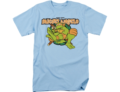 Camisetas Unisex DEEPSTONE Michelangelo Party Dude Teenage Mutant Ninja Turtles Azul claro (L)