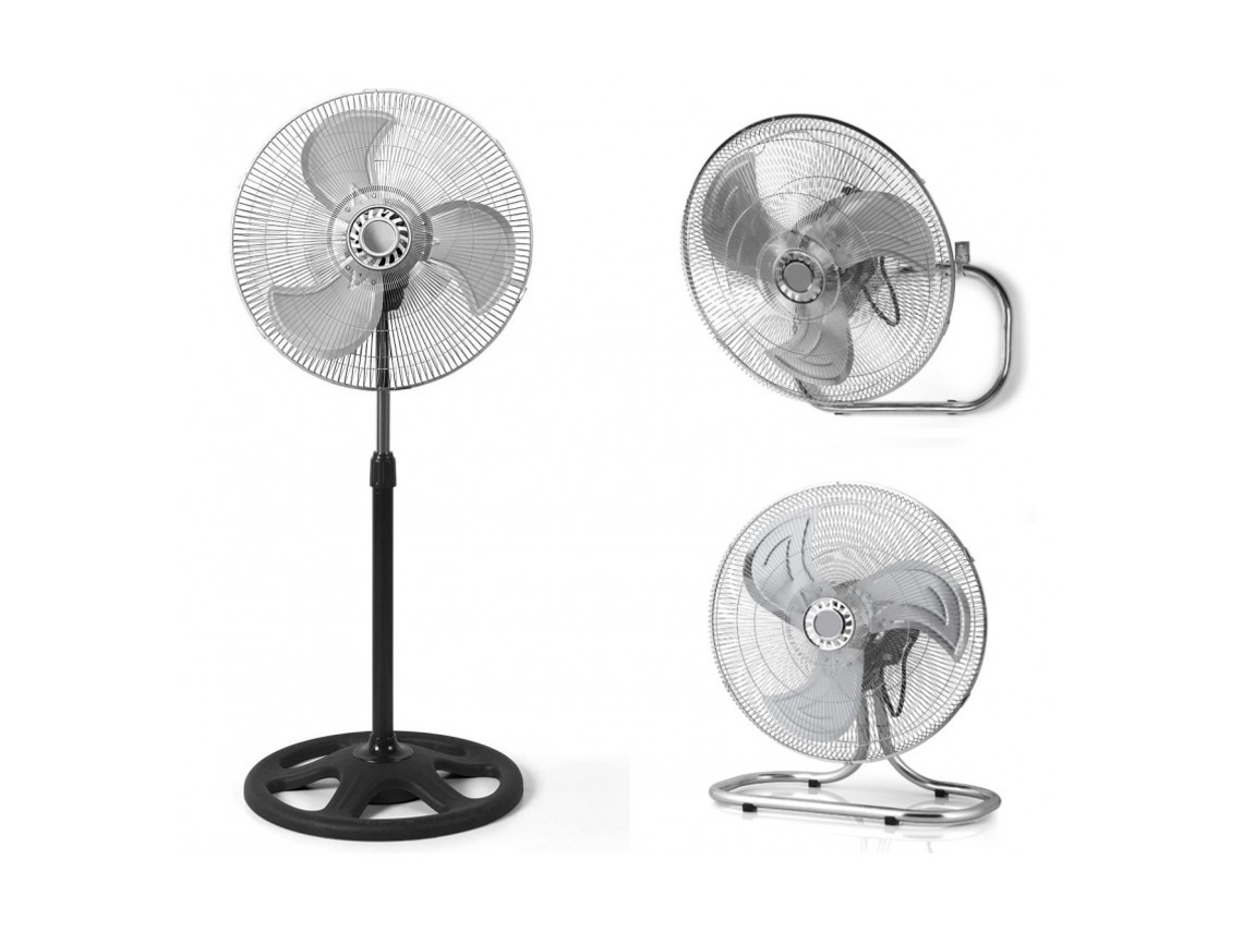 Ventilador de pie pared mesa suelo 3 en 1 metálico 18'' aspa aluminio Giratorio Summer