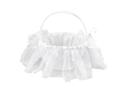 Cesta Blanca Para Niña De Las Flores Con Encaje Para Artículos De Ceremonia Nupcial