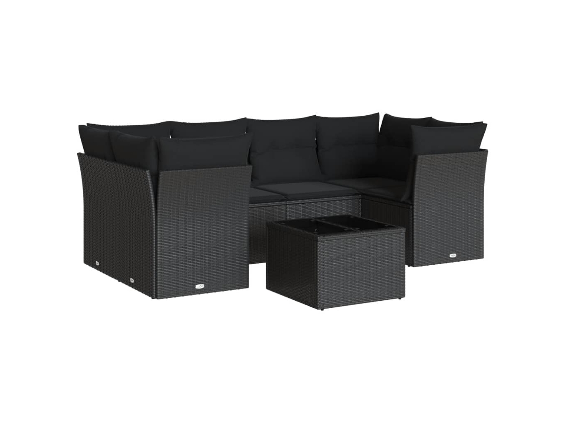 Maison Exclusive - Set De Comedor De Jardín 7 Pzas Y Cojines Ratán Sintético Negro