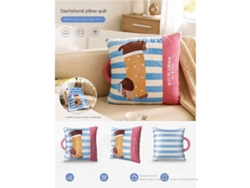 Almohada Manta Dachshund Rayas Azules Blancas 38x38cm
