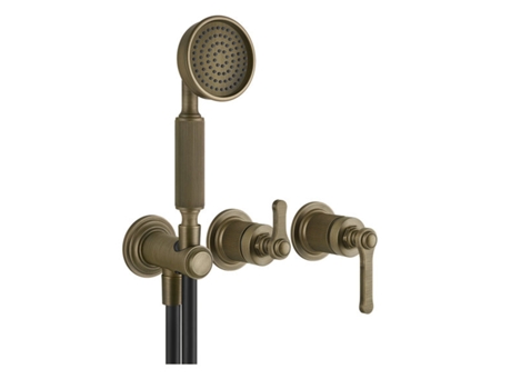 Mezcladora monomando de bañera/ducha Gessi Venti20 lista para montar, con curva de conexión a la pared, cartucho de desvío de 2 vías, montaje en