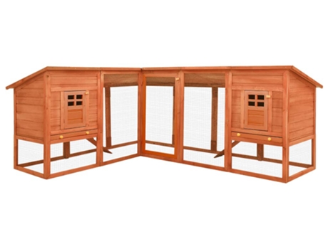 vidaXL Jaula conejera de exterior con corral madera de abeto marrón
