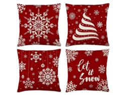 Juego De 4 Fundas De Almohada Navideñas Con Motivos De Copos De Nieve