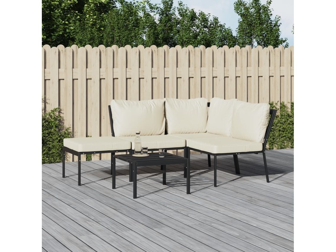 Conjunto de muebles de jardín de acero con cojines de arena, Dkd Home Decor