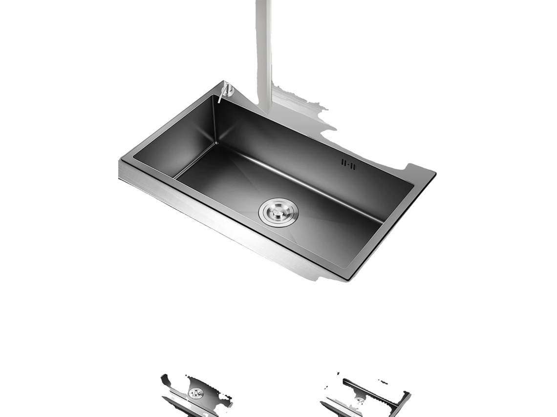 Fregadero de cocina, elegante acabado negro mate, acero inoxidable ligero, diseño con reducción de ruido OEM