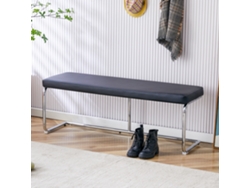 Banco De Cuero Negro Con Estructura Cromada – 130 Cm