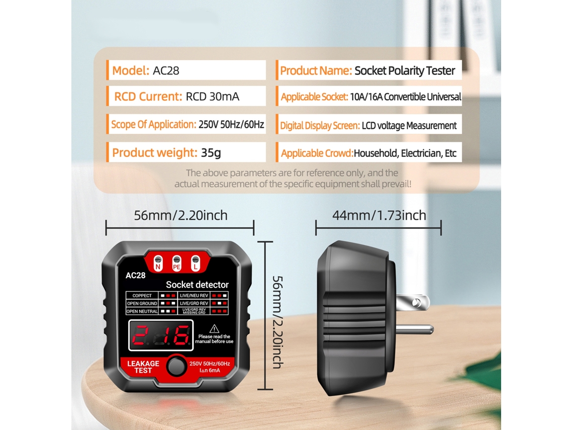 Aneng Probador De Enchufes Con Pantalla Lcd, Detector Automático De Fugas De 250 V.