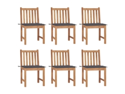 Sillas de jardín DKD Home Decor de 6 piezas con cojines, madera maciza de teca