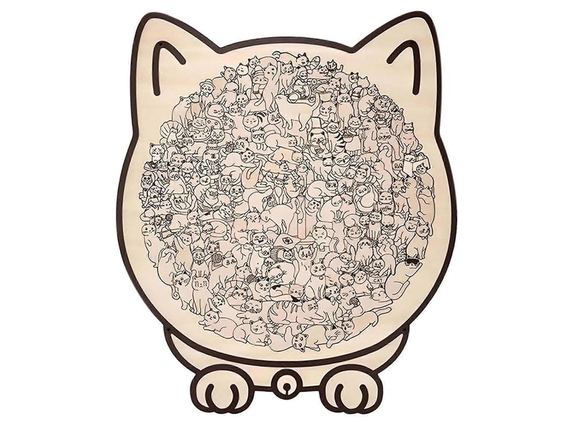 Rompecabezas De Madera Con Forma De Gato, 135 Piezas, Diseño Decorativo Para Amantes De Los Gatos.