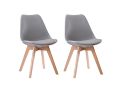 Conjunto de 2 Cadeiras escandinavas NORA cor Cinzento com Almofada