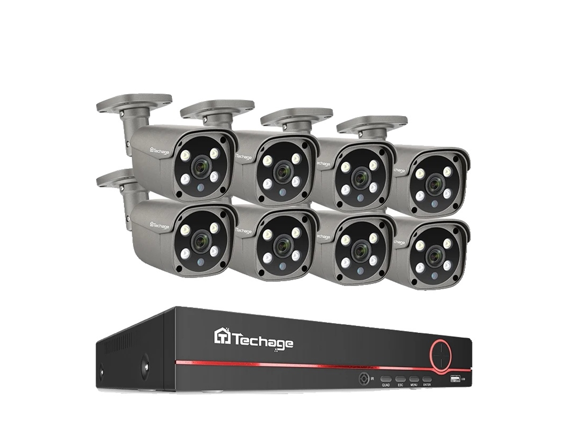 Sistema de cámaras de seguridad CCTV PoE, alta definición de 5 MP, acceso remoto, 8 canales, 8 cámaras tipo bala, 3T OEM