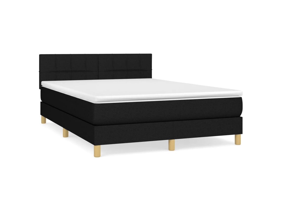 Maison Exclusive - Cama Box Spring Con Colchón Tela Negro 140x190 Cm