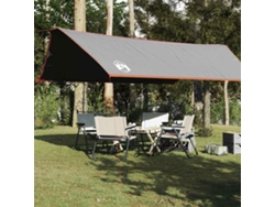 Lona de camping impermeable de 500x294 cm, color gris y naranja.