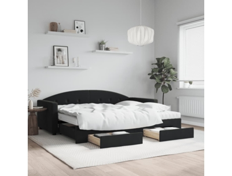 VIDAXL Sofá cama nido con cajones terciopelo negro 90x200 cm