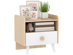 Mesita De Noche Infantil Con Cajón Y Nicho, De Madera, Mesa Auxiliar Para Dormitorio Infantil.
