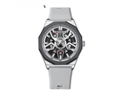 Relojes de Pulsera de Silicona Impermeables de Cuarzo a la Moda para Hombres Diseño Deportivo de Negocios-Concha Blanca Gris