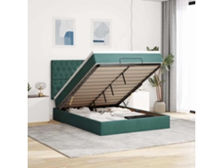 Estructura Cama Otomana Colchones Terciopelo Verde Oscuro
