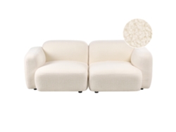 Beliani Sofá 3 Plazas Afoss De Bouclé Blanco 195x94x71