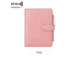 Funda para pasaporte RFID con tarjetero, unisex, diseño acolchado, rosa suave, Hexinyigjly