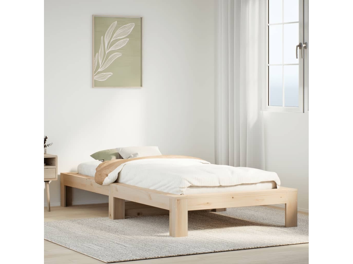 Estructura De Cama Sin Colchón Madera Maciza Pino 75x190 Cm