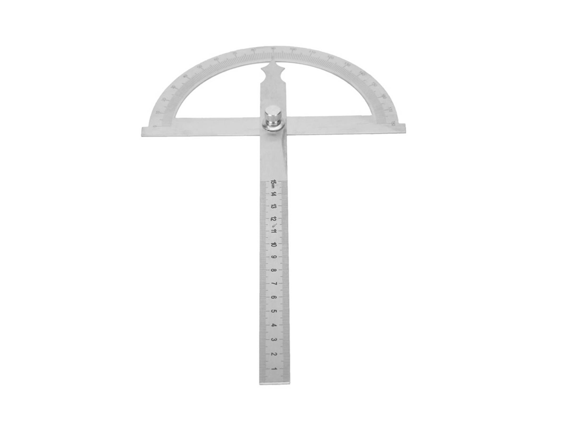 Transportador De Ángulos De Acero Inoxidable Con Regla De 15 Cm (0-180 Grados), Goniómetro.