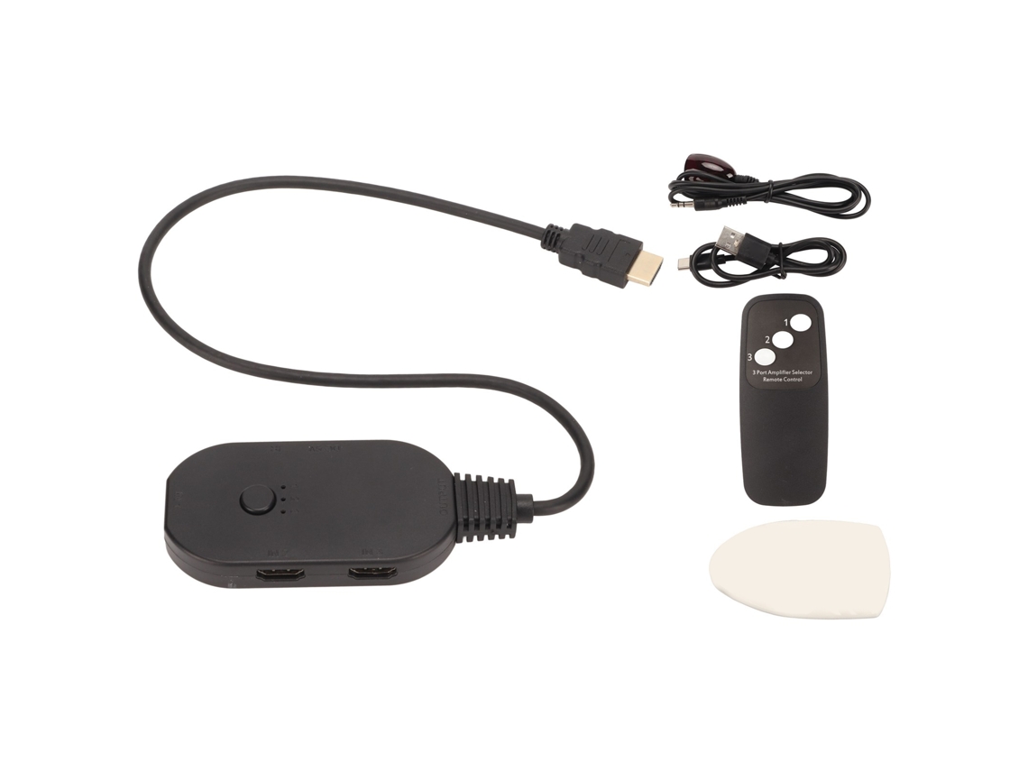 Switch Hdmi 3 Em 1 Out 4k 60hz 18gbps Com Controle Remoto Interface Multimídia Hd
