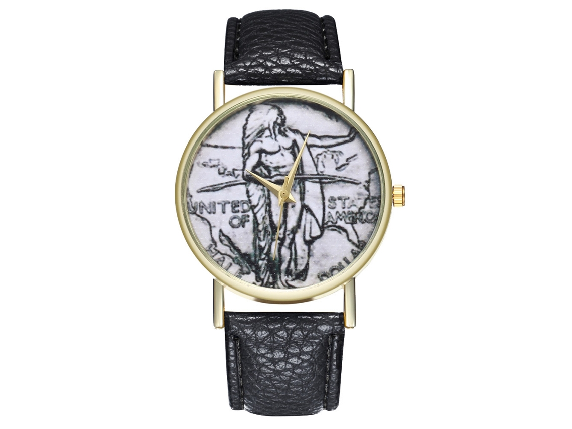 Reloj De Pulsera Unisex Zhoulianfa Con Correa De Cuero Sintético E Ilustración Clásica (negro)