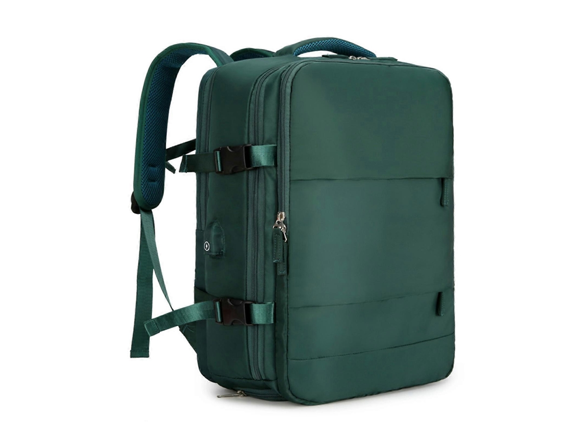 Mochila de viaje grande para adolescentes y adultos, con puerto de carga, color verde.