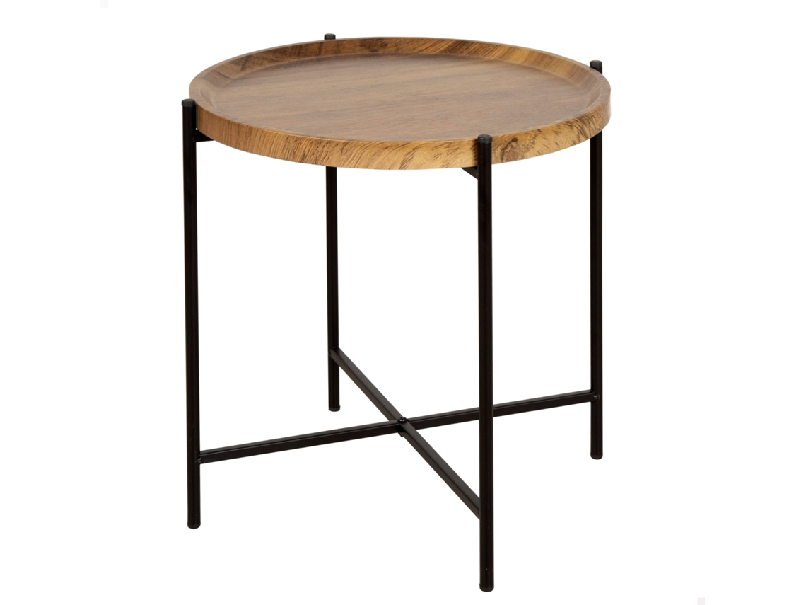 Mesa auxiliar redonda de madera con bandeja Max Home D41x40 cm