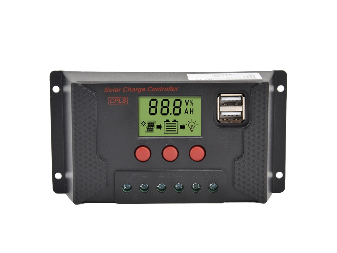 Controlador de carga solar PWM de 12V/24V y 60A con puertos USB, regulador de batería solar (sin marca)