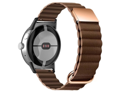 Correa de piel auténtica cierre rápido magnético con hebilla para Google Pixel Watch - castaño