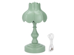 Rebe-lámpara De Noche Floral Retro Mini Para Dormitorio Mesa De Noche Led Protectora De Ojos Recargable Verde Para Estudio