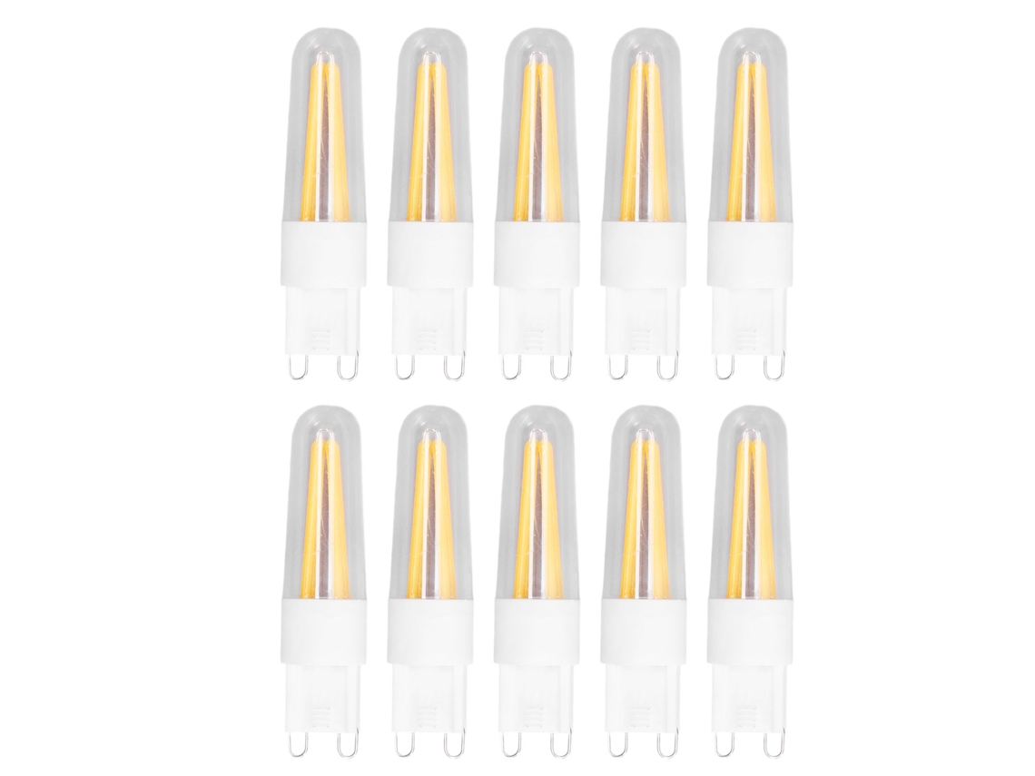 Rebe-10 Piezas Bombilla Led G9 3w 200lm Filamento Largo Para Candelabro Lámpara Techo Mesa Blanco Cálido 220v
